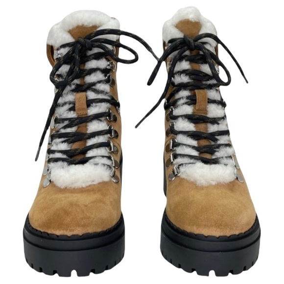 Marc Fisher Nalina Tan Leather Fur Tim Womens Ankle Boots Size 6.5M - Picture 4 of 10